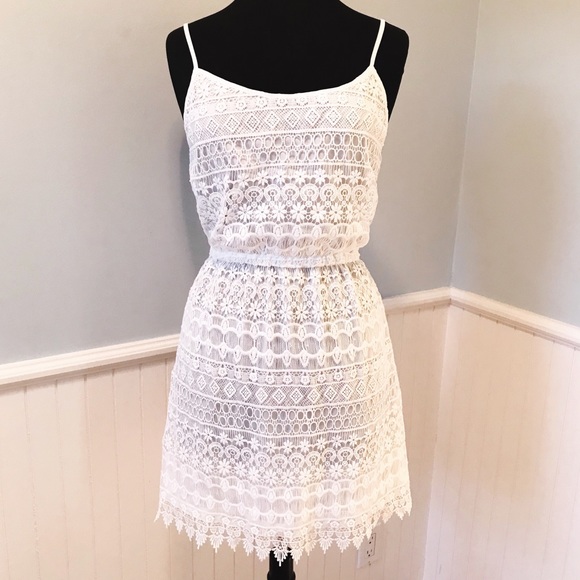 h&m white crochet dress